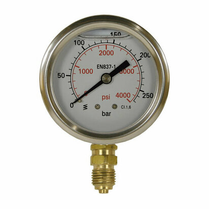 Pressure Gauge SS 1/4" BSPT Bottom conn. 0-160 bar (D.62mm)